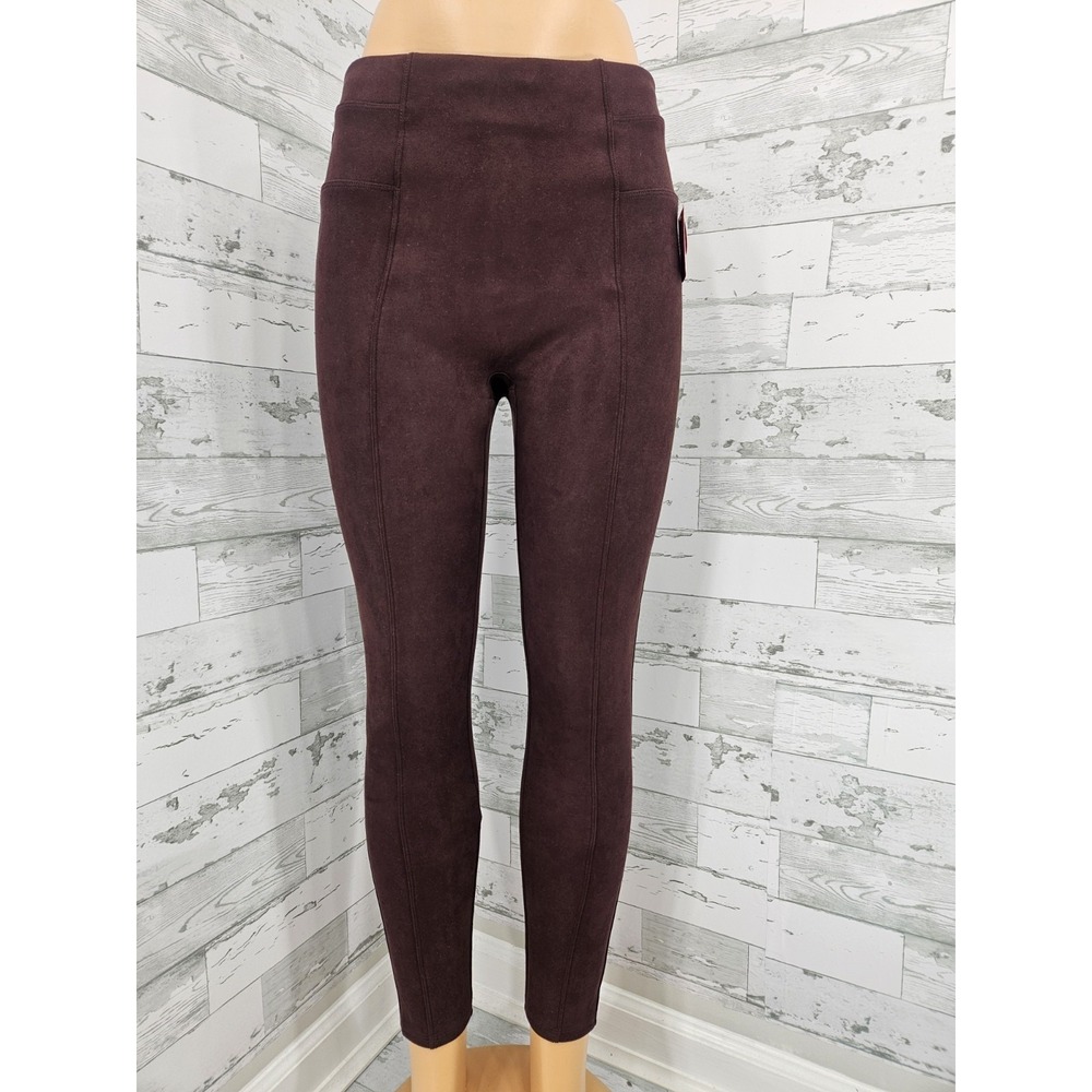 Spanx Womens Medium‎ Faux Suede High Waisted Leggings Dark Terracotta